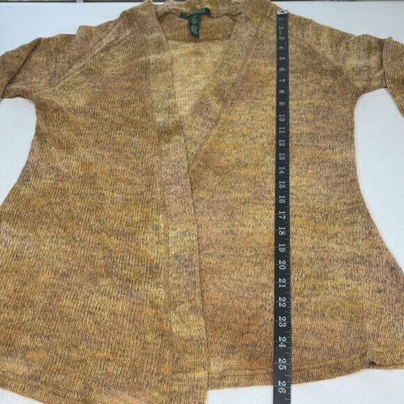 Ralph Lauren Angora Wool Cardigan Open Front 3/4 Sleeves Tan Camel Sweater XL - Picture 8 of 9
